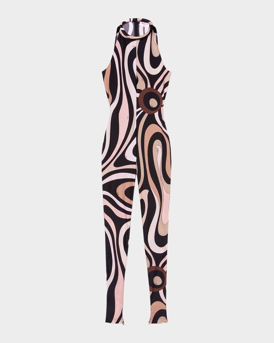 Marmo Print Sleeveless Catsuit